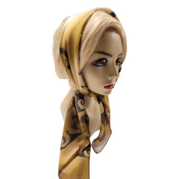 Silk Square Scarf Handpainted Batik Scarf Brown and Black Silk HeadScarf - NEW - Picture 9 of 11